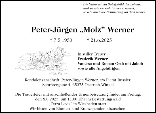 Traueranzeige von Peter-Jürgen Werner von Rheingau Kurier