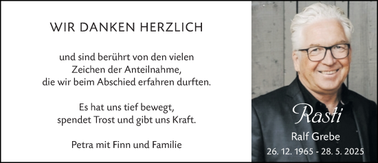Traueranzeige von Ralf Grebe von Hinterländer Anzeiger