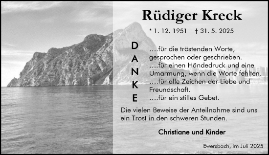 Traueranzeige von Rüdiger Kreck von Dill Block