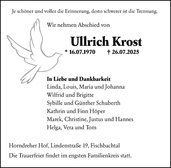 Traueranzeige von Ullrich Krost von Darmstädter Echo
