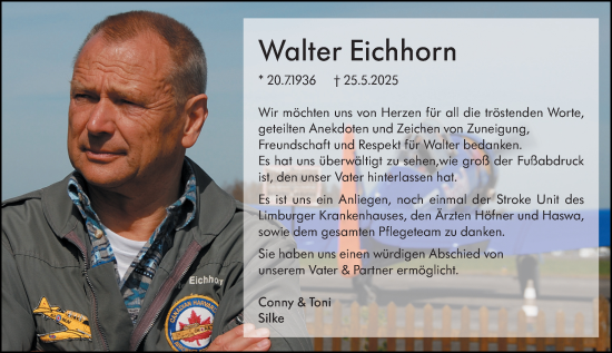 Traueranzeige von Walter Eichhorn von Camberger Anzeiger