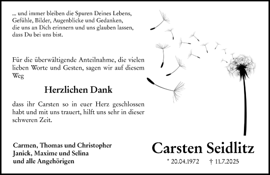 Traueranzeige von Carsten Seidlitz von Allgemeine Zeitung Rheinhessen-Nahe