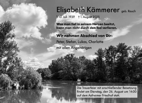 Traueranzeige von Elisabeth Kämmerer von Rüsselsheimer Echo