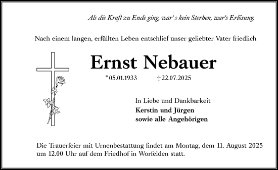 Traueranzeige von Ernst Nebauer von Groß-Gerauer Echo