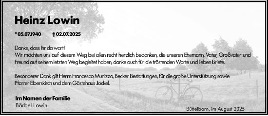 Traueranzeige von Heinz Lowin von Groß-Gerauer Echo