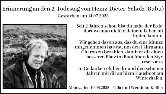 Traueranzeige von Heinz Dieter Scholz von Allgemeine Zeitung Alzey