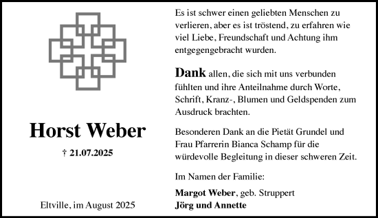 Traueranzeige von Horst Weber von Rheingau Kurier