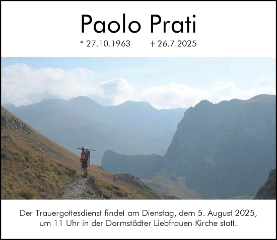Traueranzeige von Paolo Prati von Darmstädter Echo