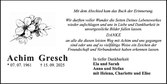 Traueranzeige von Achim Gresch von Allgemeine Zeitung Rheinhessen-Nahe Traueranzeige von Achim Gresch von Allgemeine Zeitung Rheinhessen-Nahe