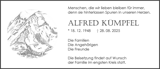 Traueranzeige von Alfred Kümpfel von Wetzlarer Neue Zeitung