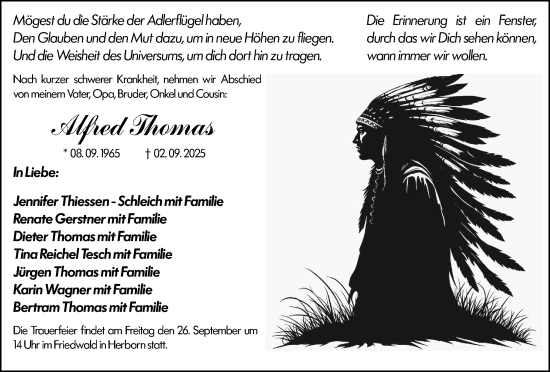 Traueranzeige von Alfred Thomas von Dill Block