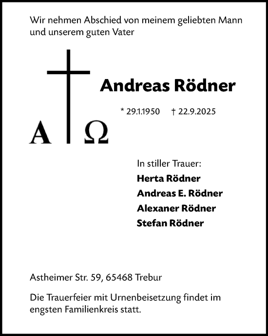 Traueranzeige von Andreas Rödner von Groß-Gerauer Echo Traueranzeige von Andreas Rödner von Groß-Gerauer Echo