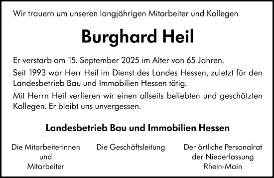 Traueranzeige von Burghard Heil von Wiesbadener Kurier Traueranzeige von Burghard Heil von Wiesbadener Kurier