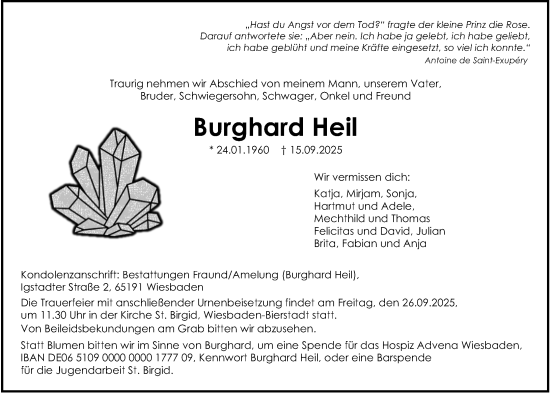 Traueranzeige von Burghard Heil von Wiesbadener Kurier Traueranzeige von Burghard Heil von Wiesbadener Kurier