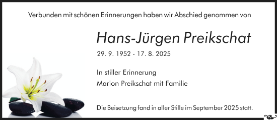Traueranzeige von Hans-Jürgen Preikschat von Allgemeine Zeitung Mainz