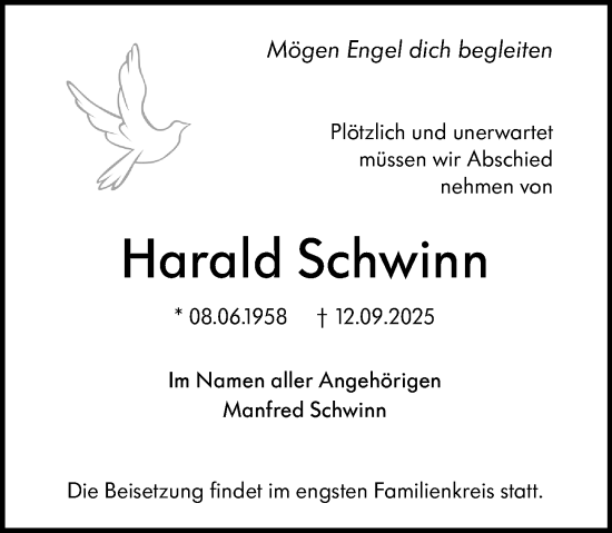 Traueranzeige von Harald Schwinn von Odenwälder Echo