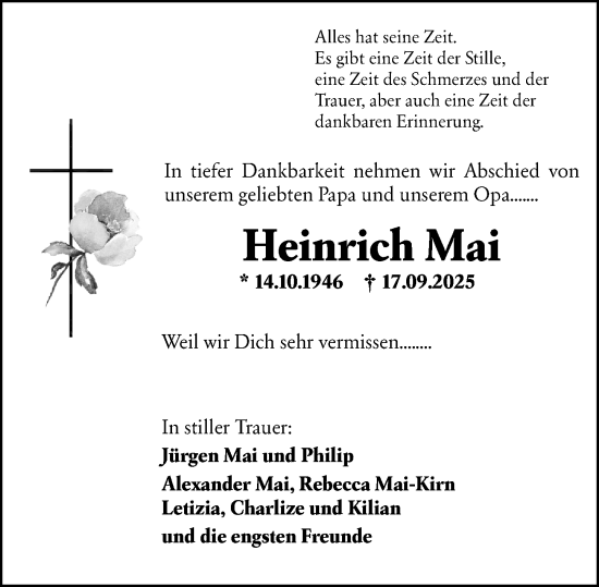 Traueranzeige von Heinrich Mai von Starkenburger Echo