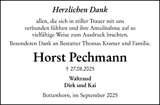 Traueranzeige von Horst Pechmann von Hinterländer Anzeiger