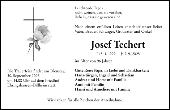 Traueranzeige von Josef Techert von Wetzlarer Neue Zeitung Traueranzeige von Josef Techert von Wetzlarer Neue Zeitung
