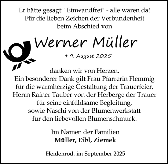 Traueranzeige von Werner Müller von Wiesbadener Kurier