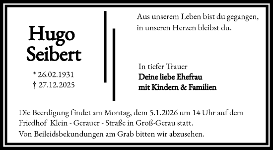 Traueranzeige von Hugo Seibert von Groß-Gerauer Echo