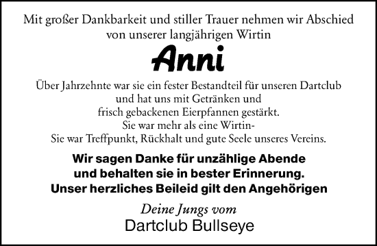 Traueranzeige von Anni  von Hinterländer Anzeiger