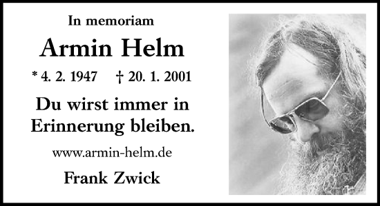 Traueranzeige von Armin Helm von Rüsselsheimer Echo