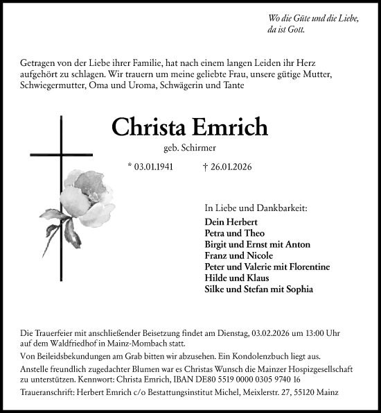 Traueranzeige von Christa Emrich von Allgemeine Zeitung Rheinhessen-Nahe