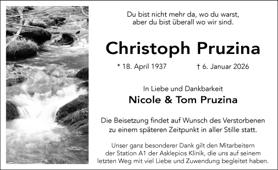 Traueranzeige von Christoph Pruzina von Wiesbadener Kurier