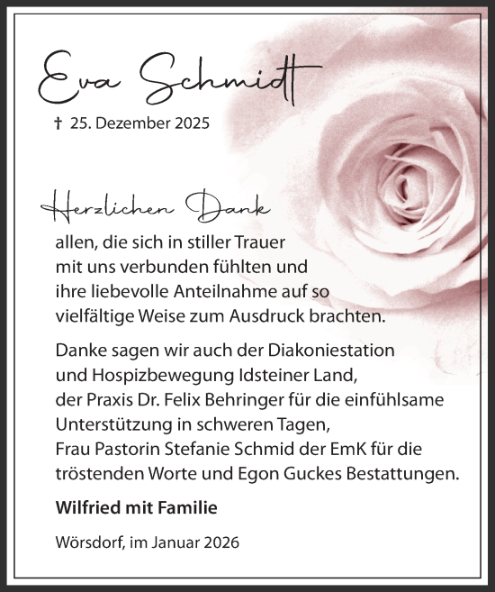 Traueranzeige von Eva Schmidt von Idsteiner Land/Untertaunus