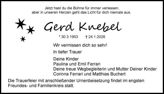 Traueranzeige von Gerd Knepel von Dieburger Anzeiger/Groß-Zimmerner Lokal-Anzeiger