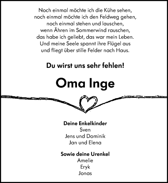 Traueranzeige von Ingeborg Kaffenberger von Odenwälder Echo