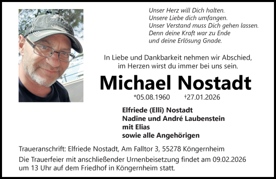 Traueranzeige von Michael Nostadt von Allgemeine Zeitung Mainz