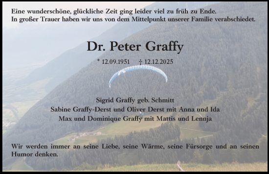 Traueranzeige von Peter Graffy von Wormser Zeitung