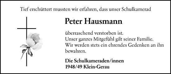 Traueranzeige von Peter Hausmann von Groß-Gerauer Echo