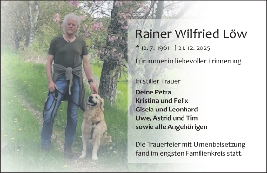 Traueranzeige von Rainer Wilfried Löw von Odenwälder Echo