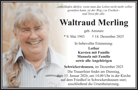 Traueranzeige von Waltraud Merling von Camberger Anzeiger