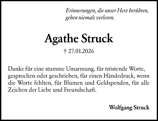 Traueranzeige von Agathe Struck von Darmstädter Echo