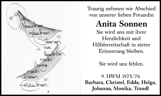 Traueranzeige von Anita Sonnen von Darmstädter Echo