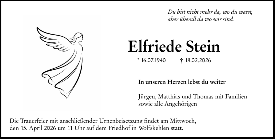Traueranzeige von Elfriede Stein von Groß-Gerauer Echo