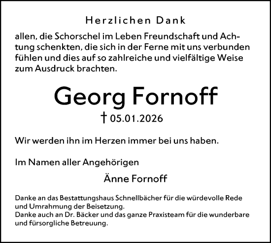 Traueranzeige von Georg Fornoff von Odenwälder Echo