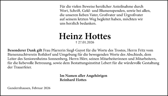 Traueranzeige von Heinz Hottes von Darmstädter Echo