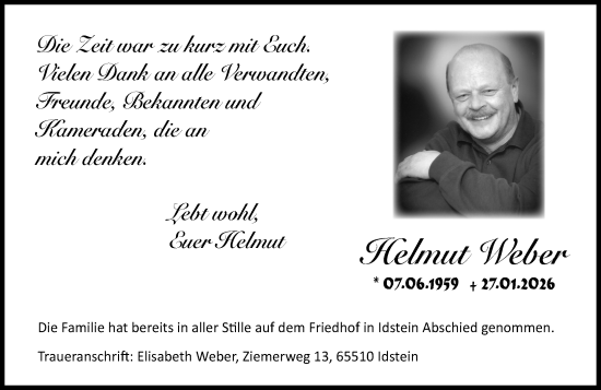 Traueranzeige von Helmut Weber von Idsteiner Land/Untertaunus