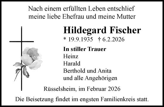 Traueranzeige von Hildegard Fischer von Rüsselsheimer Echo