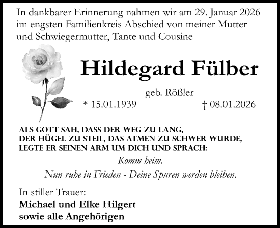 Traueranzeige von Hildegard Fülber von Allgemeine Zeitung Rheinhessen-Nahe
