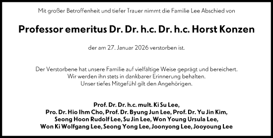 Traueranzeige von Horst Konzen von Wiesbadener Kurier