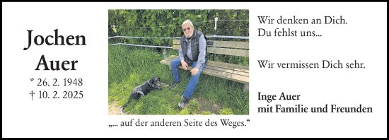 Traueranzeige von Jochen Auer von Groß-Gerauer Echo