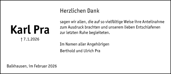 Traueranzeige von Karl Pra von Darmstädter Echo