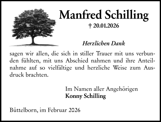 Traueranzeige von Manfred Schilling von Groß-Gerauer Echo