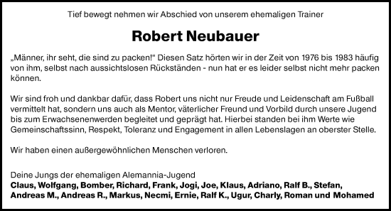 Traueranzeige von Robert Neubauer von Rüsselsheimer Echo